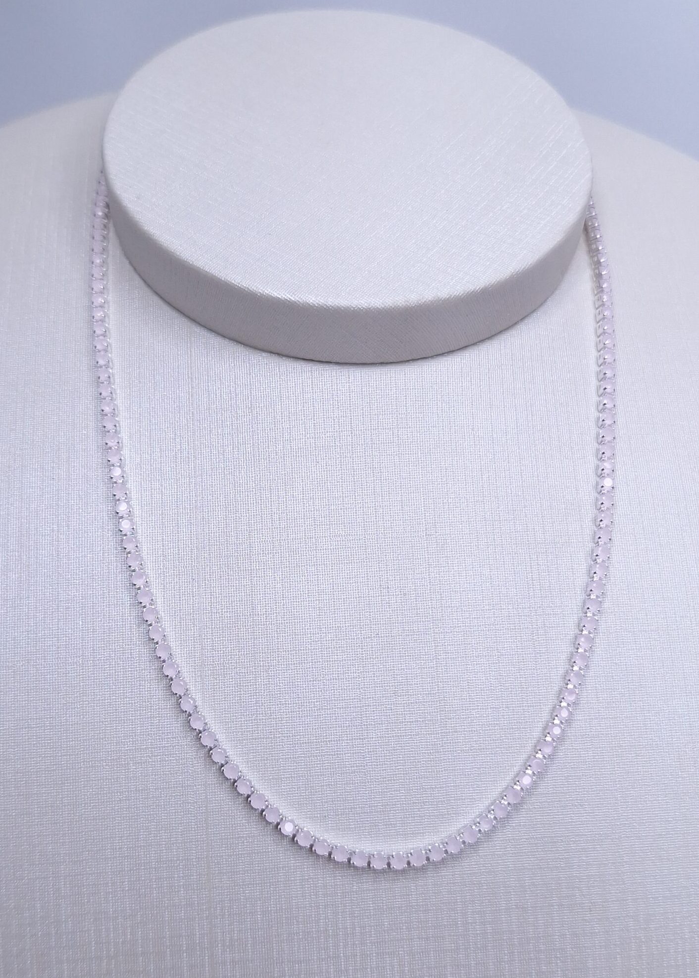 Colar Riviera rosa bebê 2mm 40cm folheada Prata 925