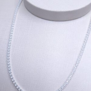 Colar Riviera verde claro leitosa 2mm 40cm folheada Prata 925