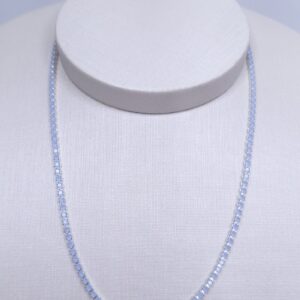 Colar Riviera azul bebê 2mm 40cm folheada Prata 925