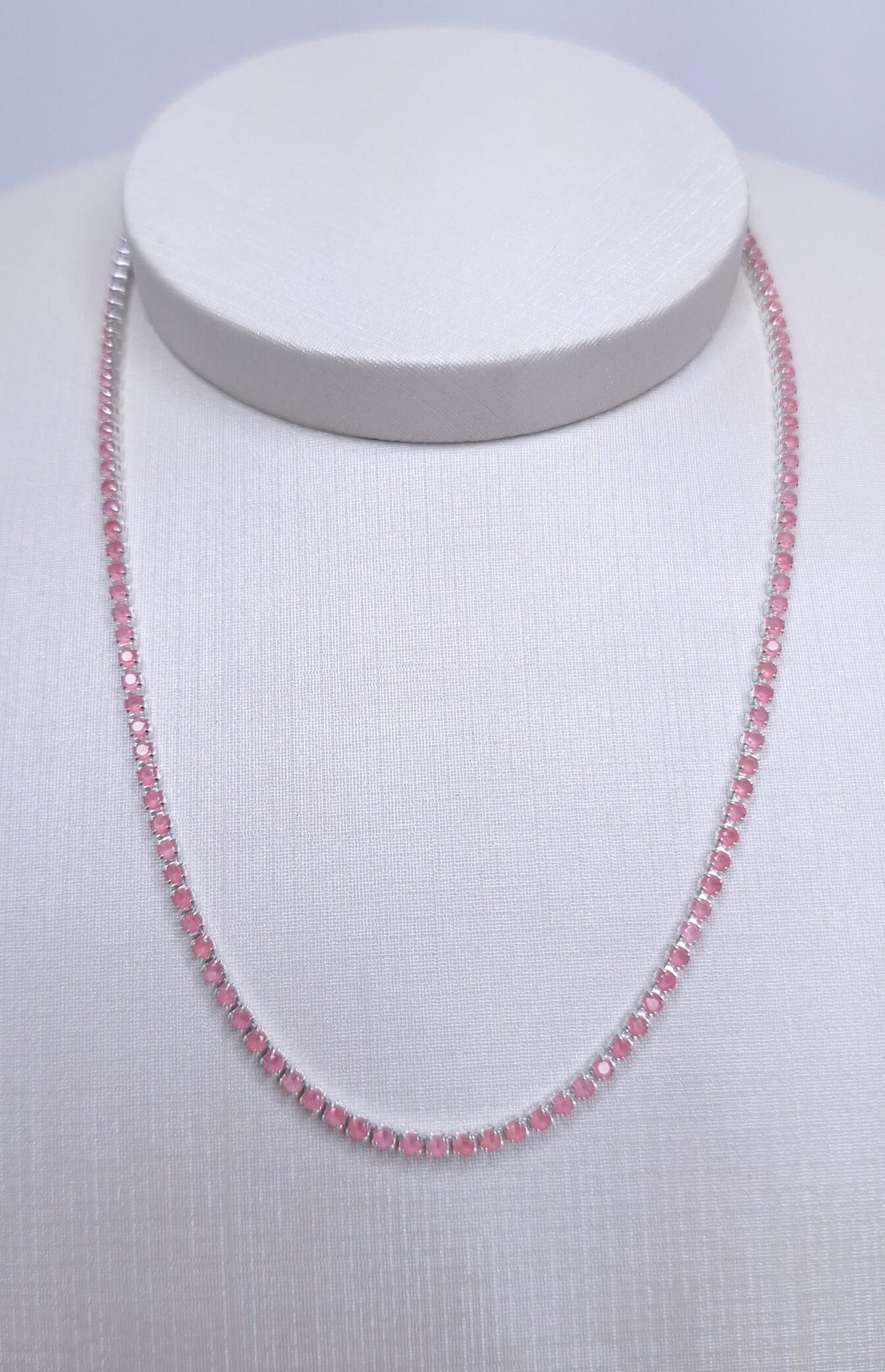 Colar Riviera vermelha 2mm 40cm folheada Prata 925