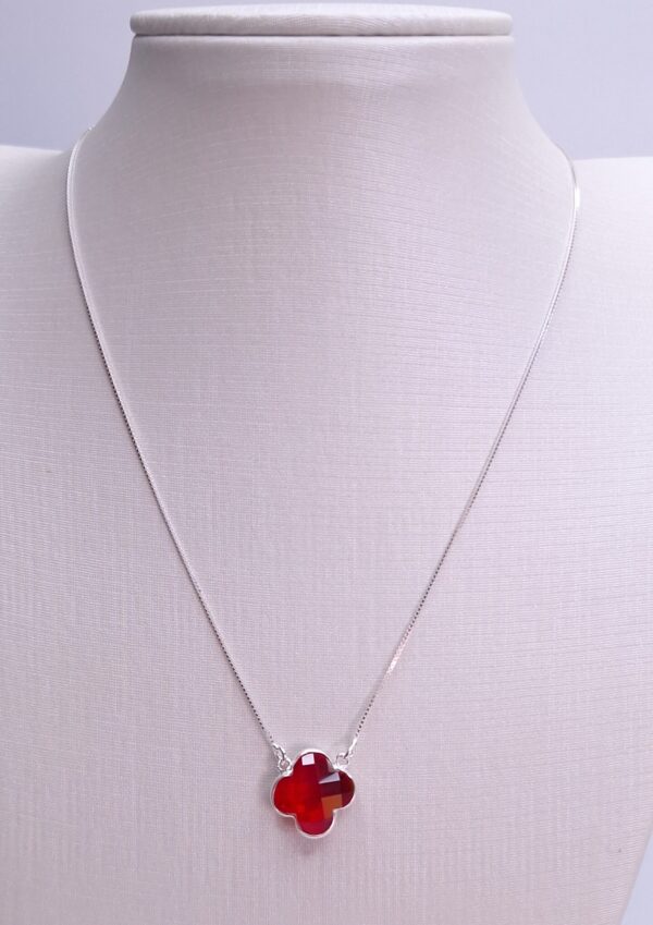 Colar Chocker Trevo vermelha Prata 925
