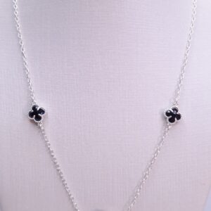 Colar Chocker 3 Trevos pretos Prata 925