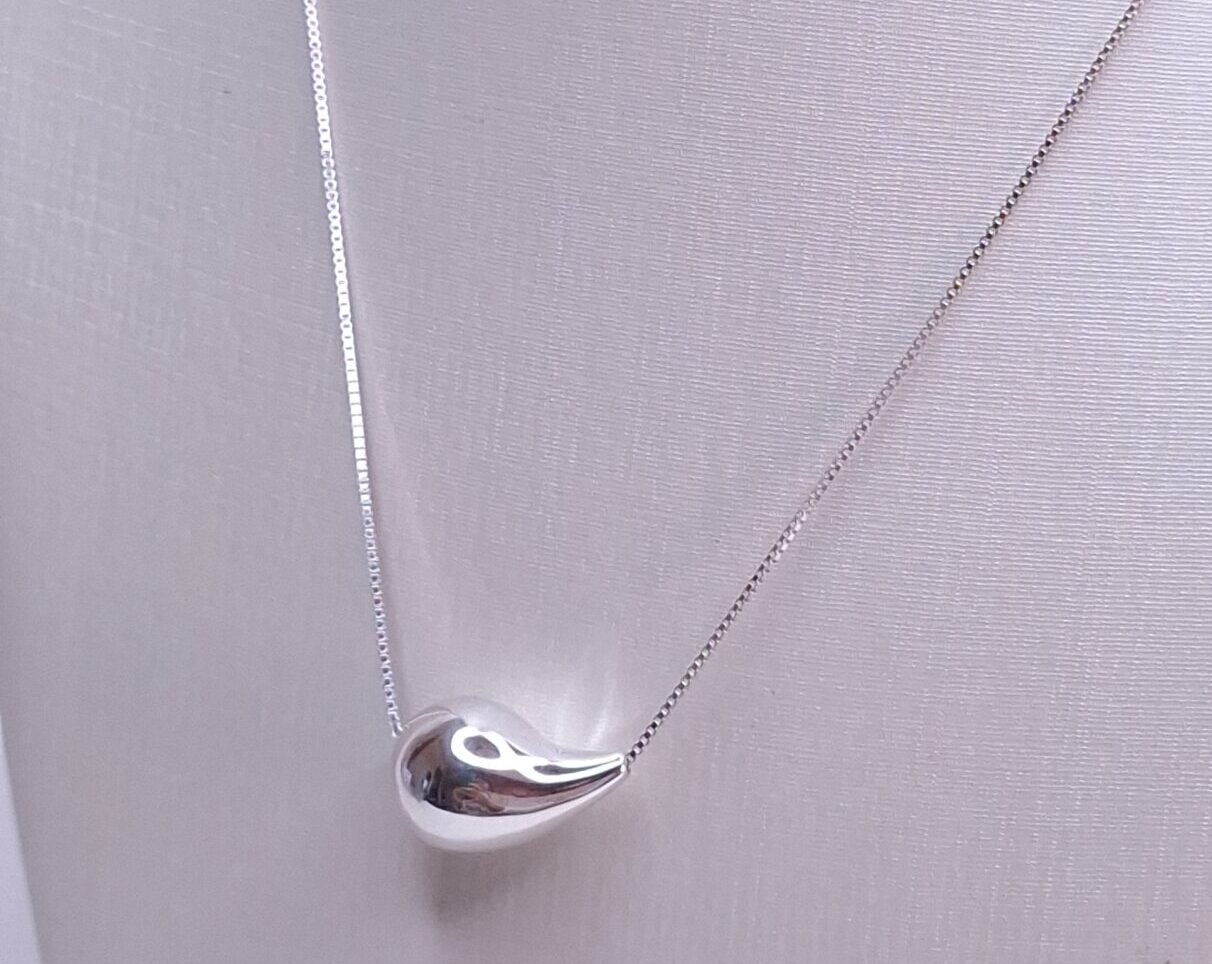 Colar Pingente Gota Eletroformação 3D Prata 925 - Importado