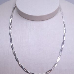 Corrente Laminada 2 fios trançados 40cm Prata 925