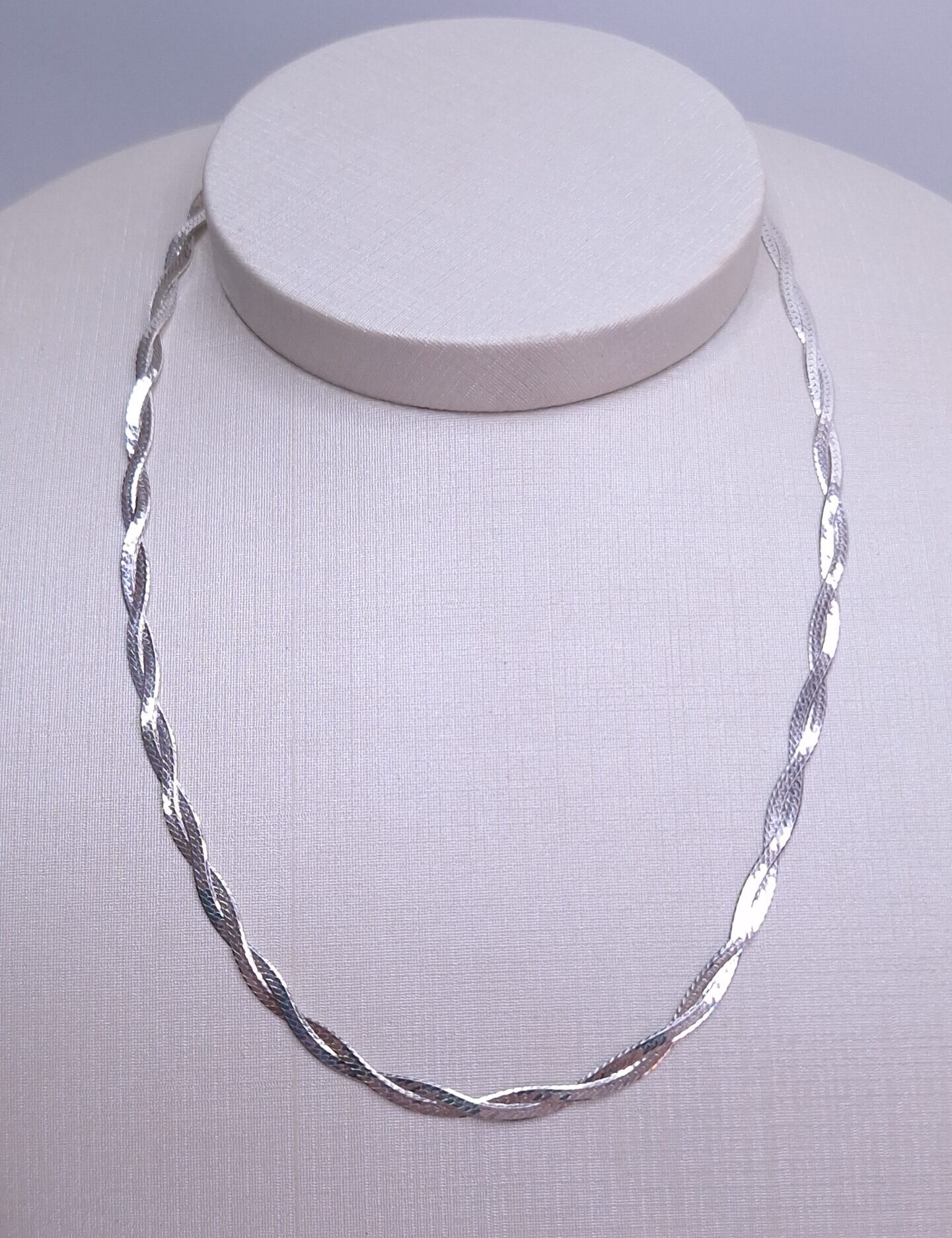 Corrente Laminada 2 fios trançados 40cm Prata 925