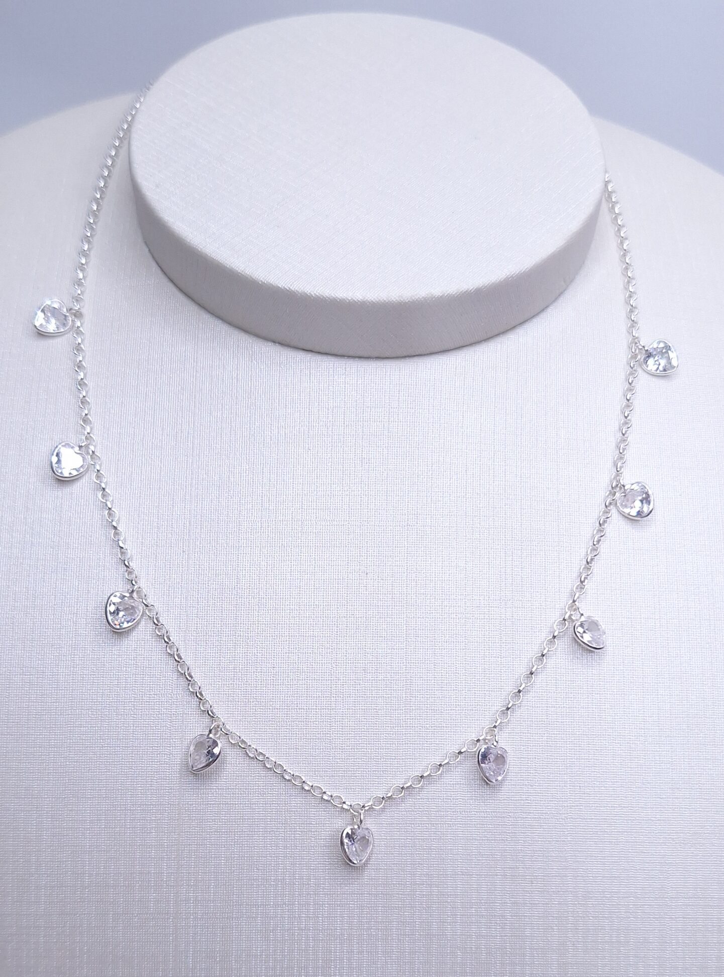 Colar Choker Coração Ponto de Luz Prata 925