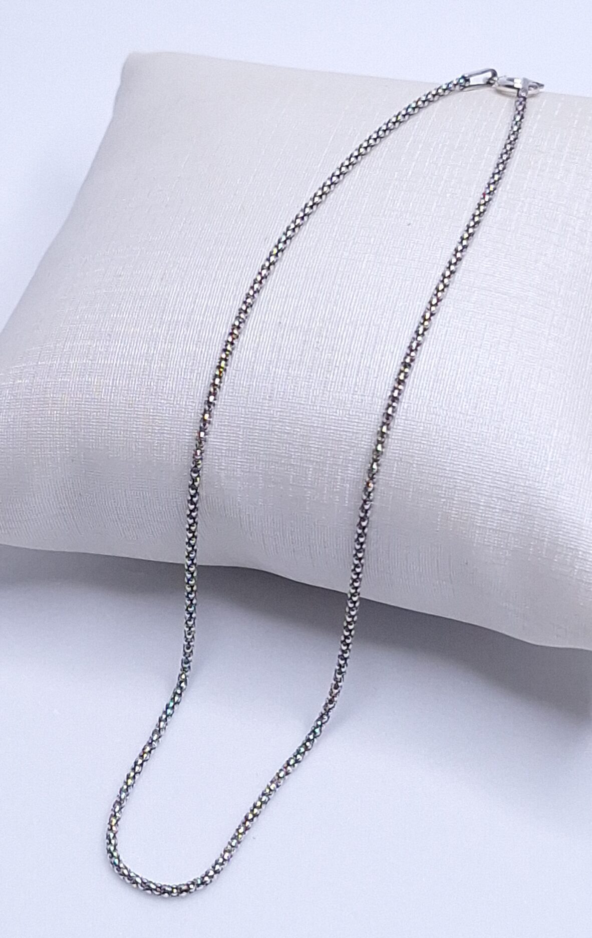 Tornozeleira Fio Pipoca envelhecido 24cm Prata 925