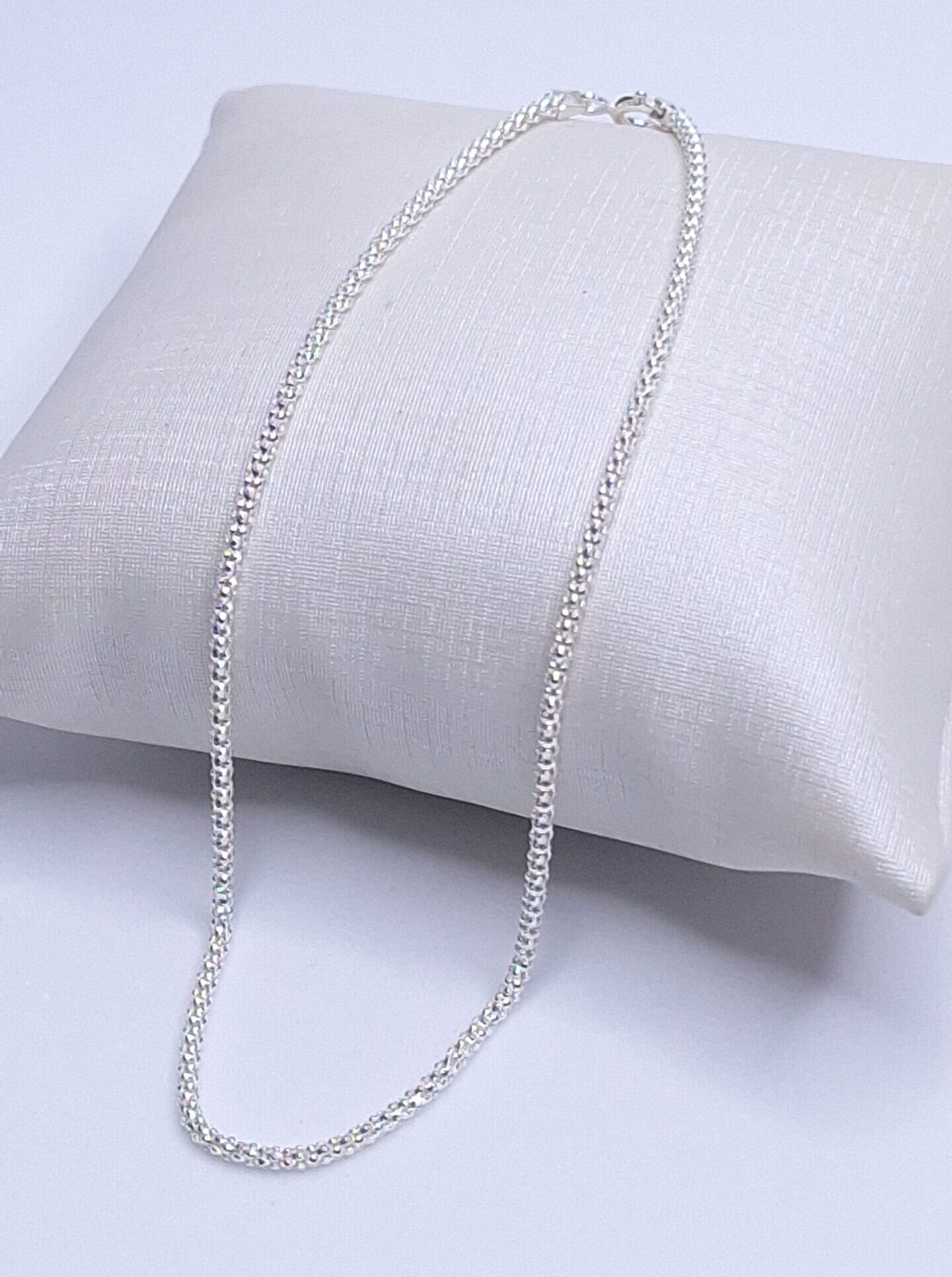 Tornozeleira Fio Pipoca 25cm Prata 925