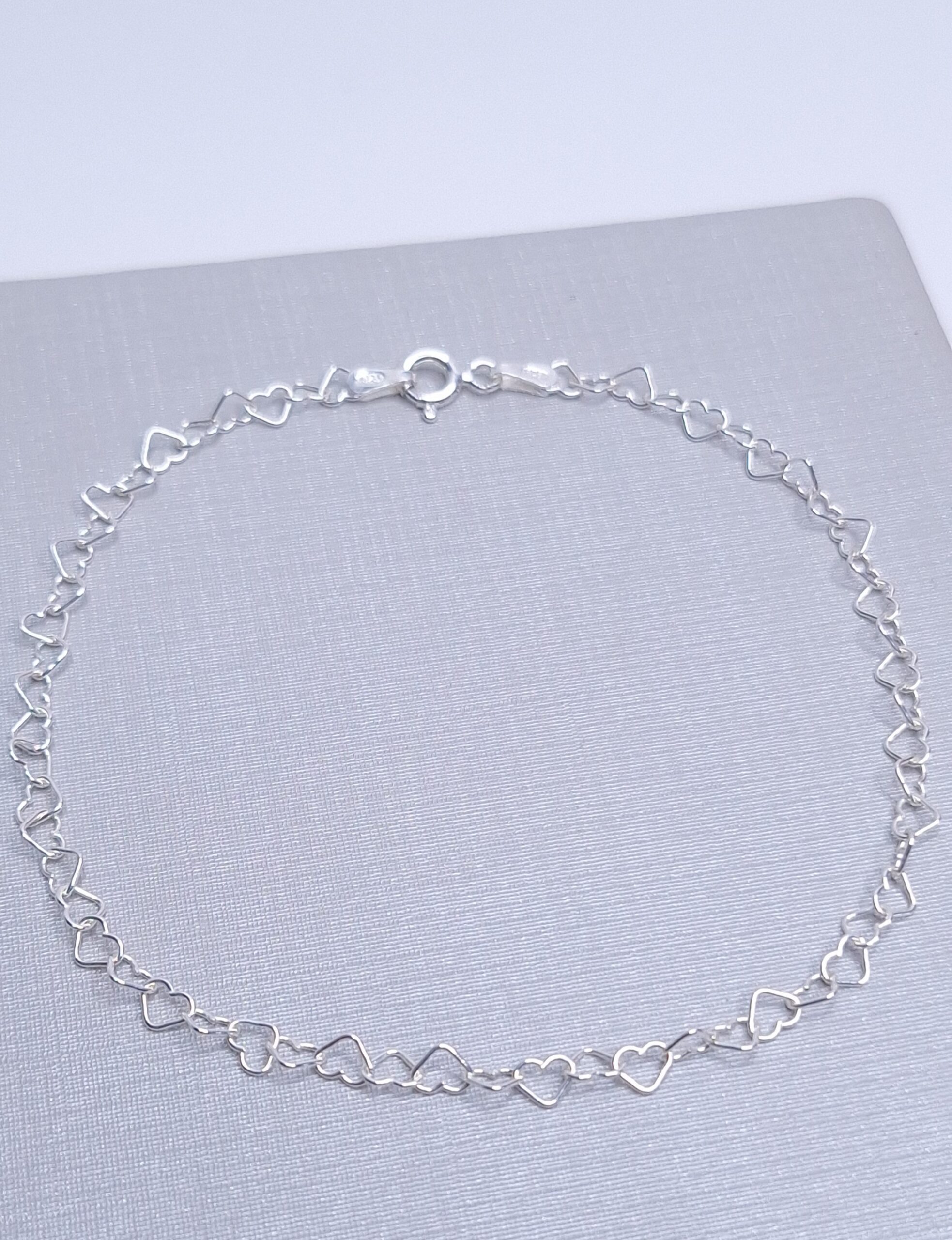 Tornozeleira Elos corações 0,4mm 24cm Prata 925