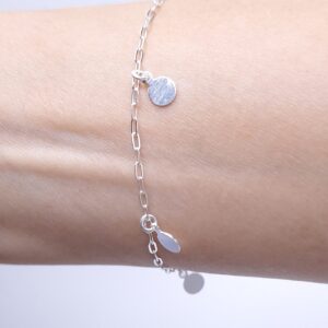 Pulseira 5 pingentes medalhas lisas 19cm Prata 925