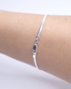 Pulseira Lacraia achatada 2mm 18cm Prata 925