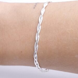 Pulseira 3 fios trançados rabo de rato 19cm Prata 925