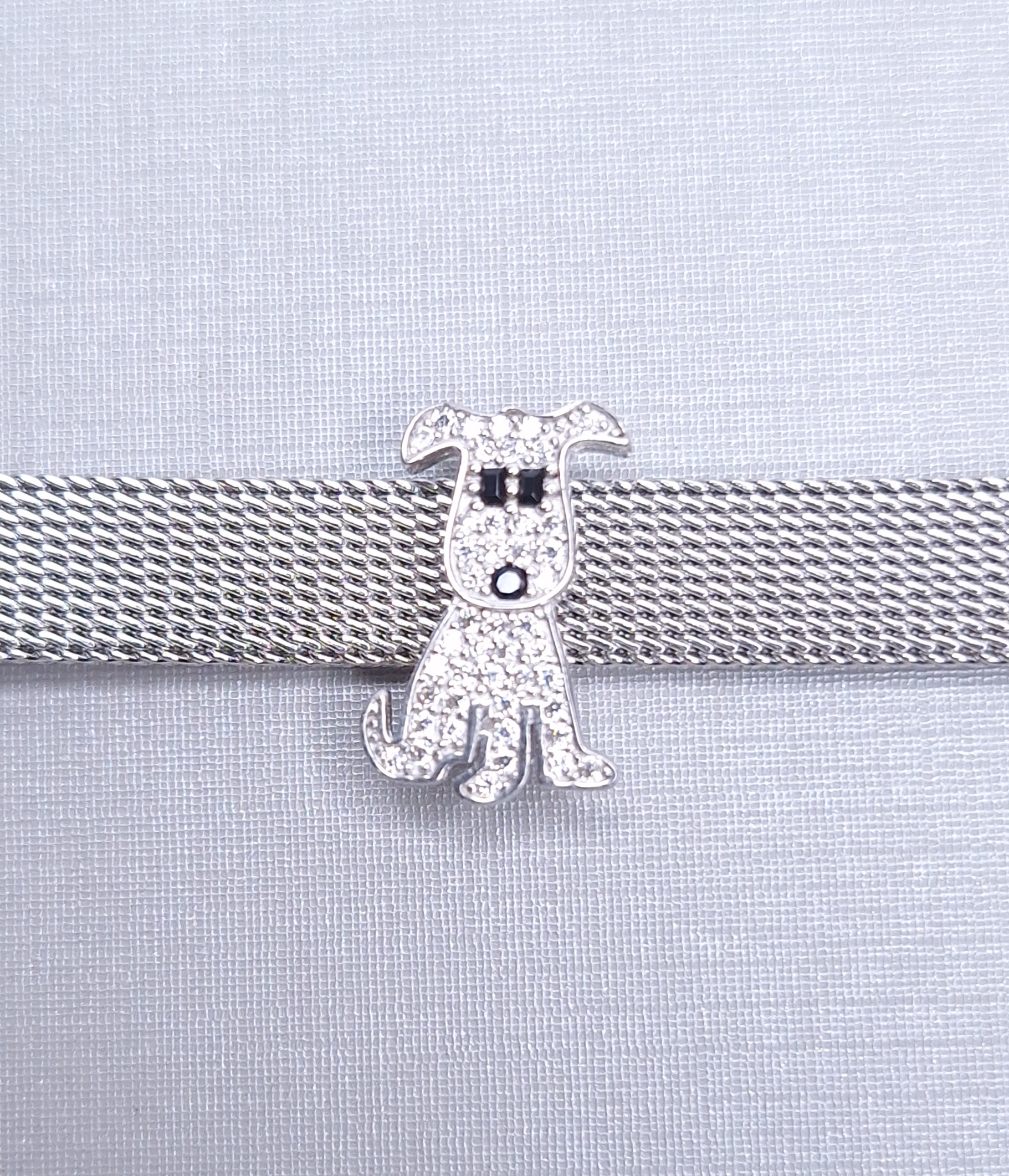 Pingente Charm Dog Zirconia cravejado 10mx10mm Prata 925