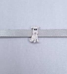 Pingente Charm Dog Zirconia cravejado 10mx10mm Prata 925