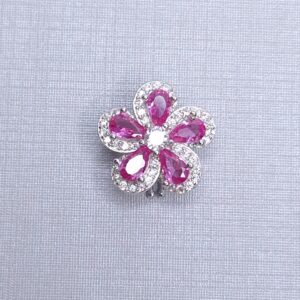 Pingente Charm Flor Pink cravejada Zirconia cravejado 13mx13mm Prata 925