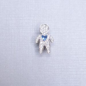 Pingente Charm Menino coração Azul Zirconia cravejado 15mx10mm Prata 925