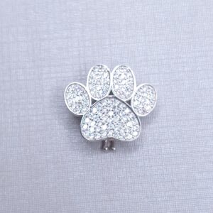 Pingente Charm Pata Pet Zirconia cravejado 16mx14mm Prata 925