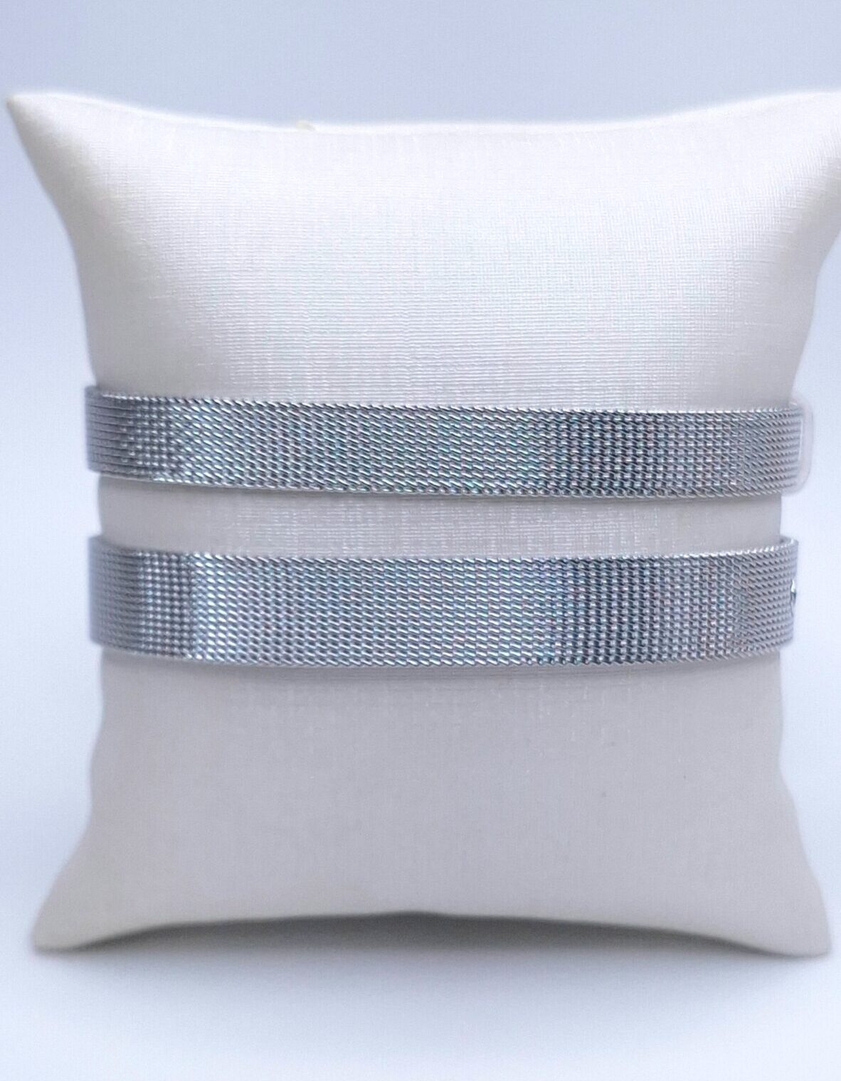 Pulseira malha ajustável de charms estilo relógio 20cmx8mm aço inoxidável