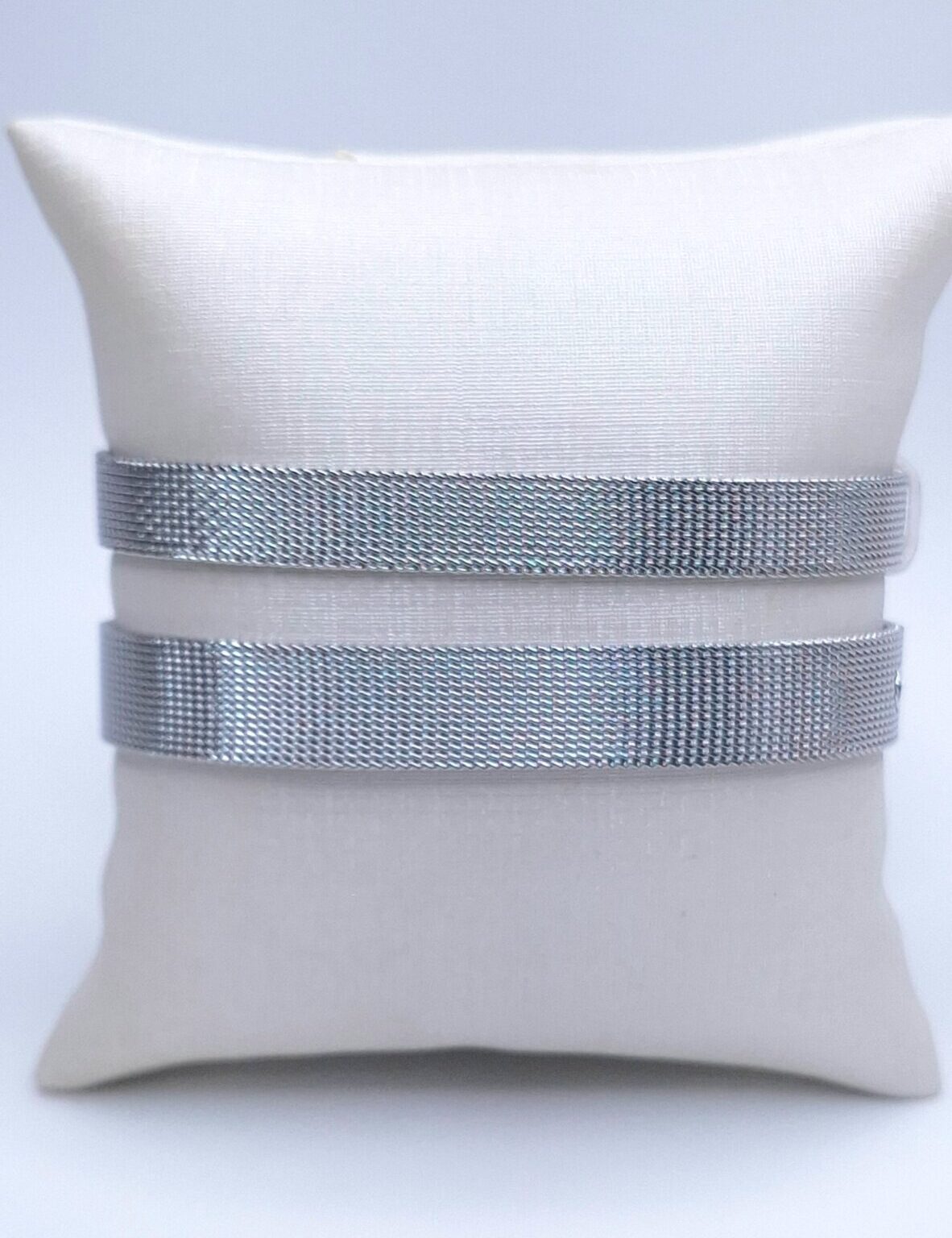 Pulseira malha ajustável de charms estilo relógio 21cmx1cm aço inoxidável