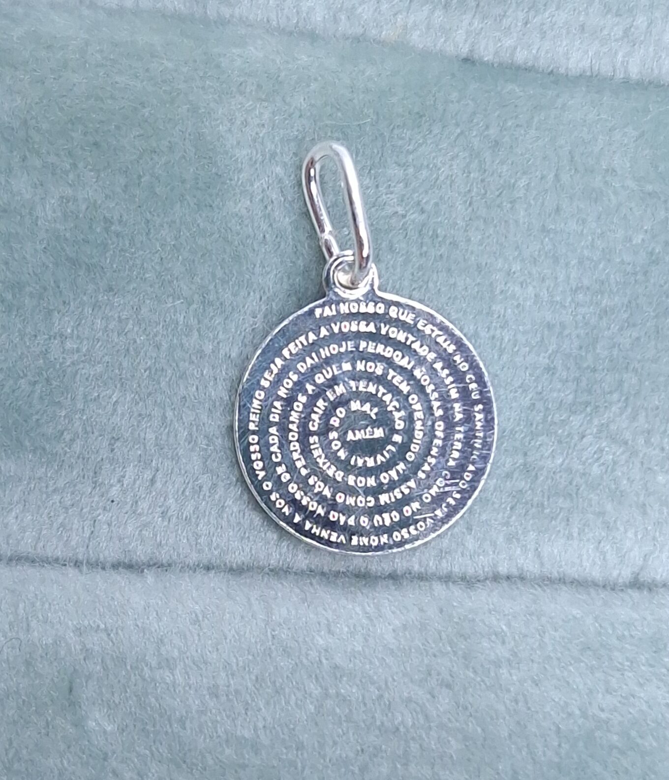 Pingente Circulo Oração Pai Nosso 10mm Prata 925