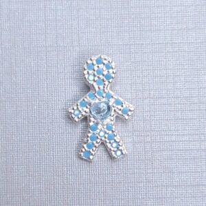 Pingente Menino coração zircônia Azul cravejado 15mmx10mm Prata 925