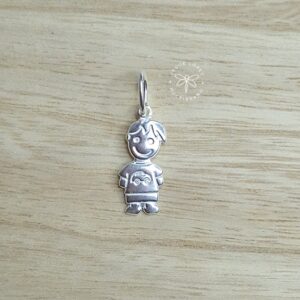 Pingente Menino liso com carrinho gravado 20mm Prata 925