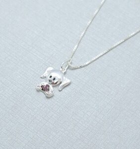 Pingente Menina com vestido rosa cravejado 17mm Prata 925