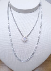 Colar Riviera zircônia 3mm 41cm com extensor de 8cm Banho de Ródio