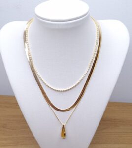 Colar Riviera 2mm 31cm com extensor 8cm Banho de Ouro 18k