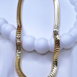 Chocker Corrente Groumet 5mm 35/45cm Banho de Ouro 18k
