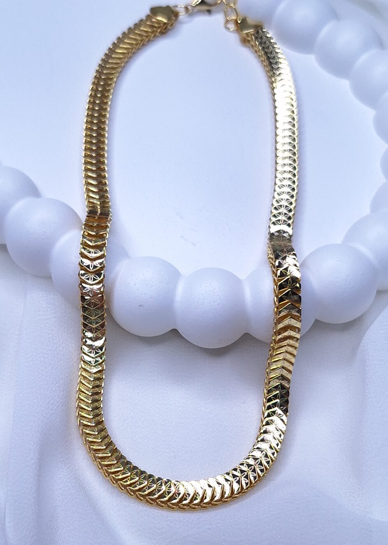 Chocker Corrente Groumet 5mm 35/45cm Banho de Ouro 18k