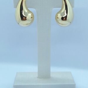 Brinco Gota Dàgua Lisa Insp. alta joalheria 30mm B. Ouro 18k