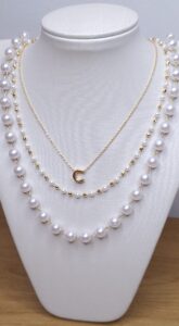 Colar pérola arroz 4mm 45cm + 5cm de extensor Banho de Ouro 18k