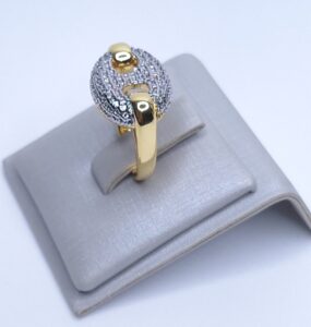 Anel Lacre cravejado insp. alta joalheria Banho de Ouro 18k