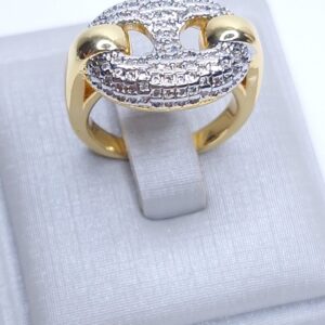 Anel Lacre cravejado insp. alta joalheria Banho de Ouro 18k