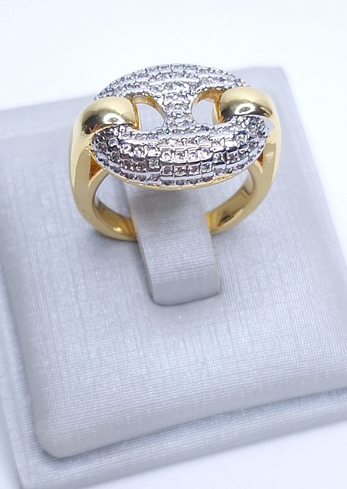 Anel Lacre cravejado insp. alta joalheria Banho de Ouro 18k