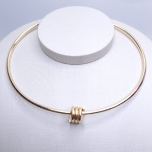 Colar Chocker Aro pingente 3 voltas 40cm Banho de Ouro 18k