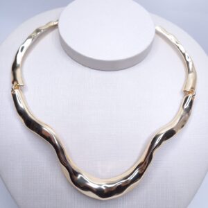 Colar Chocker Orgânico 40/50cm Banho de Ouro 18k