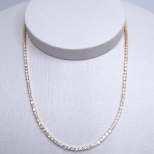 Colar Riviera 2mm 31cm com extensor 8cm Banho de Ouro 18k