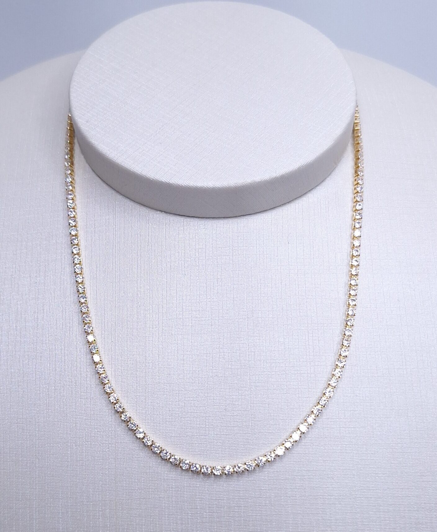 Colar Riviera 2mm 31cm com extensor 8cm Banho de Ouro 18k