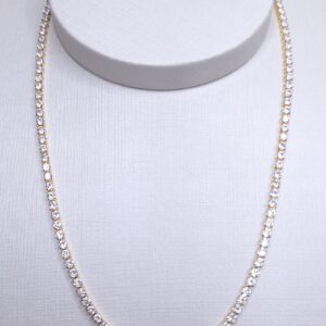 Colar Riviera 3mm 41cm com extensor 8cm Banho de Ouro 18k