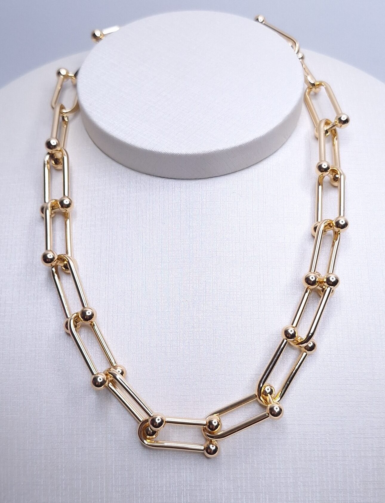 Colar De Elos Grandes insp. alta joalheria 45cm Banho de Ouro 18k