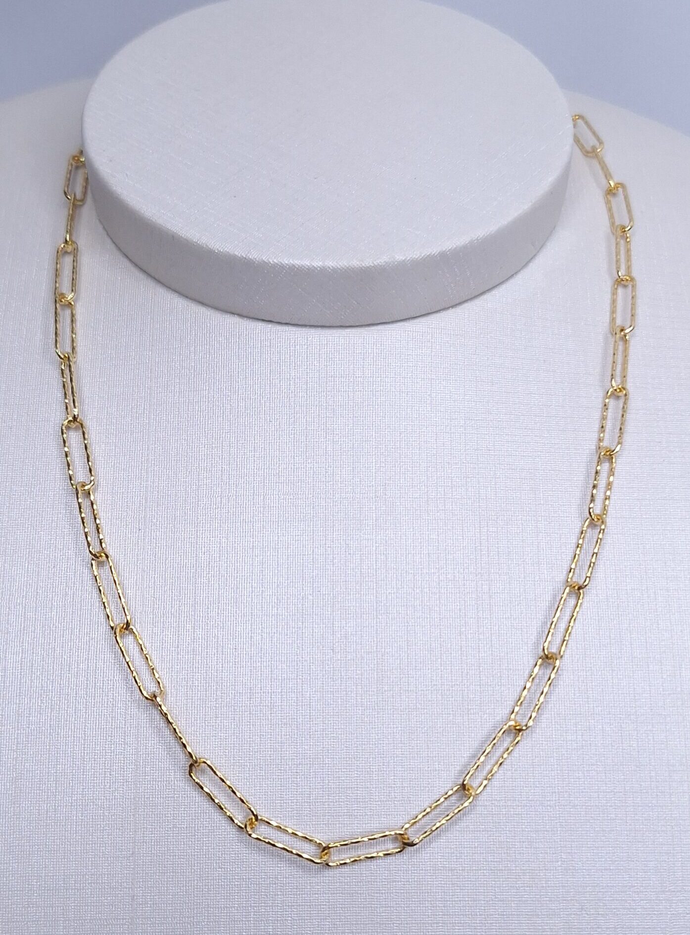 Colar chocker elos finos acetinado 40cm Banho de Ouro 18k