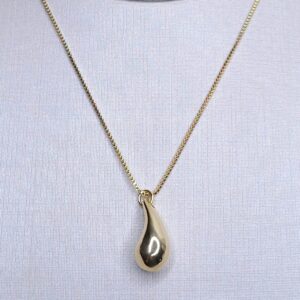 Colar ping. Gota orgânica lisa corrente veneziana 40/45cm fecho bóia Banho de Ouro 18k