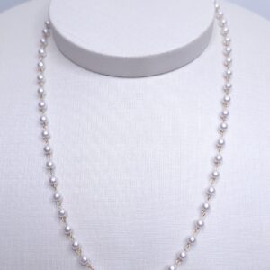 Colar chocker pérola arroz 4mm 40cm + 5cm de extensor Banho de Ouro 18k