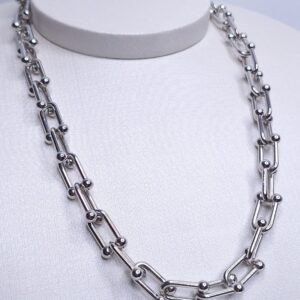 Colar Chocker De Elos Médios insp. alta joalheria 40cm + 7 cm Banho de Ródio