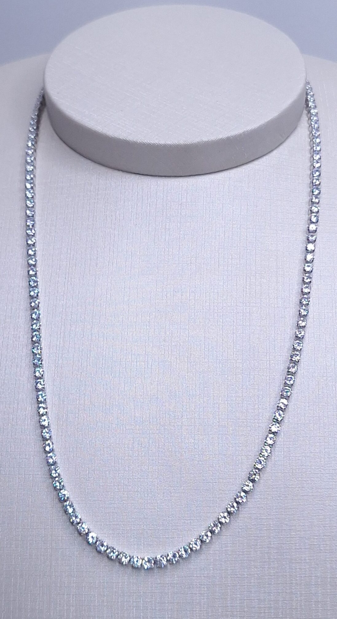 Colar Riviera zircônia 3mm 41cm com extensor de 8cm Banho de Ródio