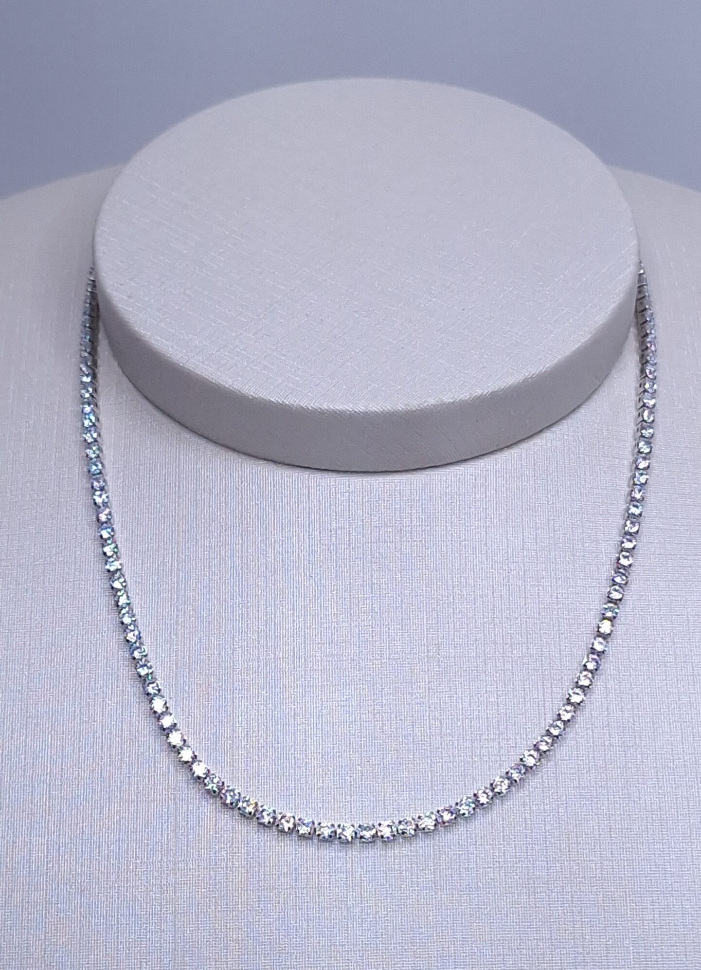 Colar Chocker Riviera zircônia 2mm 31cm com extensor de 8cm Banho de Ródio