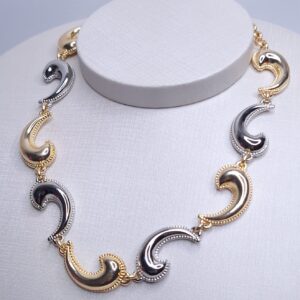 Colar De Gotas trabalhadas 40cm Duo Banho de Ródio/Ouro 18k