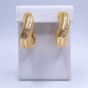 Brinco Argola Trabalhada Insp. alta joalheria fecho italiano 34mm B. Ouro 18k